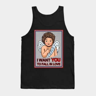 Cute Cupid Valentine Love I Want You Vintage Retro Poster Tank Top